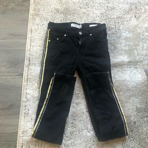 Black Skinny Jeans with Yellow Stripe